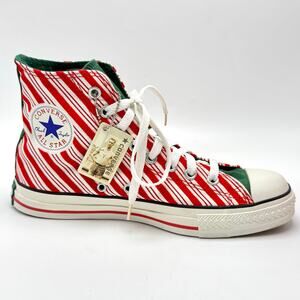 Converse Candy Cane Striped Sneaker Men 7 Wmn 9 Christmas Chuck Taylor Red Green
